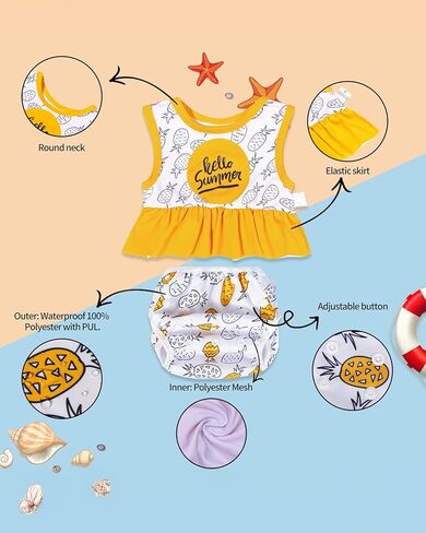 2 Pieces Toddler Girl Swimsuits Infant Baby Girl Bathing Suit Set Swimwear Summer Beach Outfit LCC2508-M in Saudi Arabia