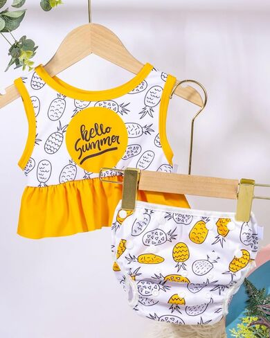 2 Pieces Toddler Girl Swimsuits Infant Baby Girl Bathing Suit Set Swimwear Summer Beach Outfit LCC2508-M in Saudi Arabia