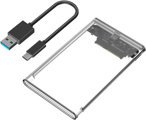 حاوية القرص الصلب الخارجي USB 3.0، حافظة محرك الأقراص الصلبة SATA SSD مقاس 2.5 بوصة، غطاء بلاستيكي شفاف مع كابل USB in Kuwait