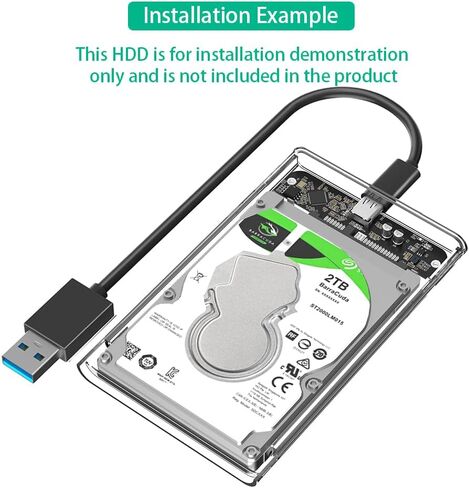 حاوية القرص الصلب الخارجي USB 3.0، حافظة محرك الأقراص الصلبة SATA SSD مقاس 2.5 بوصة، غطاء بلاستيكي شفاف مع كابل USB in Kuwait