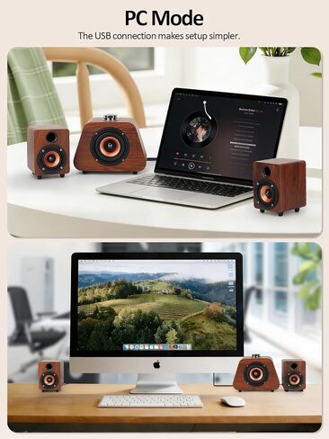 مكبرات صوت الكمبيوتر، مكبر صوت صغير للكمبيوتر الشخصي مع مضخم صوت، مكبرات صوت مكتبية تعمل بالطاقة USB 2.1، بلوتوث 5.0 ومكبرات صوت إدخال RCA لأجهزة الكمبيوتر المكتبية وأجهزة الكمبيوتر المحمولة والفونوغراف والهواتف والأجهزة اللوحية (K02) in Kuwait