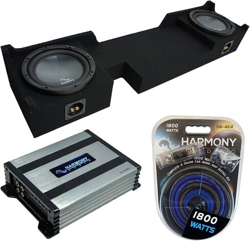 Harmony Audio (2) HA-R104 مضخم صوت مزدوج 10 بوصة حزمة صندوق فرعي HA-A400.1 أمبير متوافق مع شاحنة Ford F-150 Super Crew 2004-2006 in Kuwait