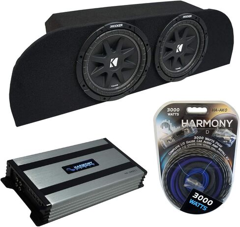 Harmony Audio متوافق مع 2003-2008 Nissan 350Z Coupe Strut Kicker Bundle Comp C10 Dual 10" Sub Box Harmony HA-A800.1 Amp in Kuwait