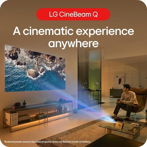 جهاز عرض LG CineBeam Q HU710PB 4K ذكي محمول مع ضبط تلقائي للشاشة، تركيز تلقائي، ليزر RGB، ما يصل إلى 154% DCI-P3، نسبة تباين 450,000:1، مكبرات صوت مدمجة، HDR10، HDMI، USB، HID in Kuwait