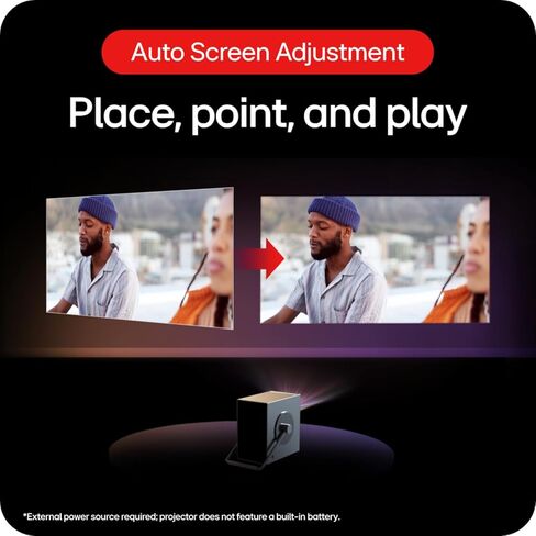 جهاز عرض LG CineBeam Q HU710PB 4K ذكي محمول مع ضبط تلقائي للشاشة، تركيز تلقائي، ليزر RGB، ما يصل إلى 154% DCI-P3، نسبة تباين 450,000:1، مكبرات صوت مدمجة، HDR10، HDMI، USB، HID in Kuwait