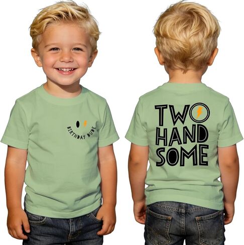 Two Handsome T-Shirt Birthday Boy Shirts 2nd Boys B-Day T-Shirt Birthday Outfits Tees Gifts 2 Years Old Party Tops in Kuwait