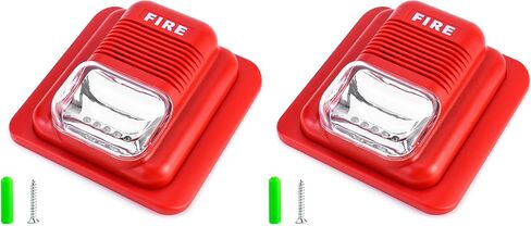 QWORK إنذار الحريق، 12 / 24V DC سلكي الصوت والضوء إنذار الحريق تحذير ستروب صفارة الإنذار القرن، جهاز استشعار نظام الأمان in Saudi Arabia