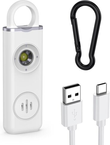 AMIR Personal Safety Alarm, Personal Alarm for Women, 130 dB Super Loud, Strobe Light and Carabiner, Safety Keychain for Women Children Men Seniors Emergency Call, White in Kuwait