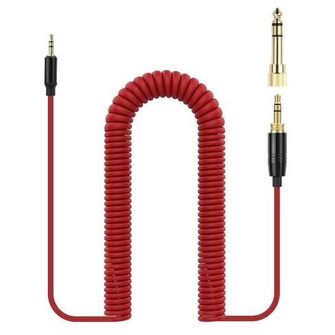 QC45 Coiled Audio Cable Compatible with Bose QuietComfort, QuietComfort Ultra, QC45, QC35, QC35 II, QC25, NC700 Headphones 2.5mm to 3.5mm Aux Cord with 6.35mm Adapter, 4ft-16ft (Red) in Kuwait