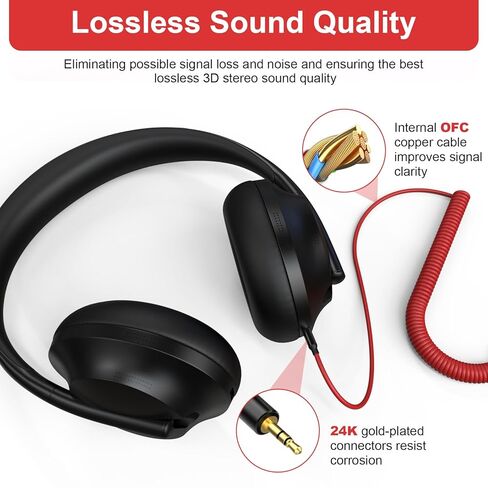 QC45 Coiled Audio Cable Compatible with Bose QuietComfort, QuietComfort Ultra, QC45, QC35, QC35 II, QC25, NC700 Headphones 2.5mm to 3.5mm Aux Cord with 6.35mm Adapter, 4ft-16ft (Red) in Kuwait