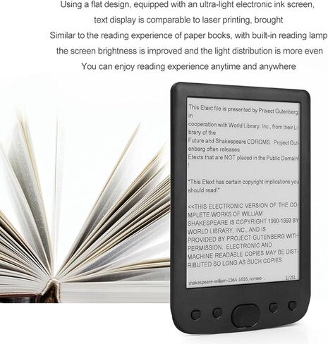 قارئ الكتب الإلكترونية 6، تقنية شاشة لمس عالية الدقة لقارئ الكتب الإلكترونية صديقة للعين، ذاكرة تخزين داخلية 8 جيجابايت مدمجة وبطاقة TF سعة 32 جيجابايت قابلة للتوسيع، تنسيقات ملفات مدعومة متعددة in Kuwait