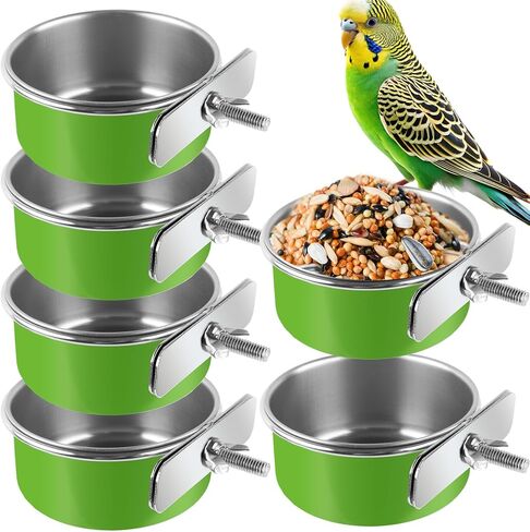 2 Pcs Stainless Steel Bird Bowls, Small Bird Food Dishes for Cage, Parrot Cage Feeder with Clamp Holder for Parakeet/Cockatiels/Conure/Budgies/Ferret/Small Animal in Kuwait
