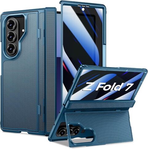 بالنسبة إلى Samsung Galaxy Z Fold 7 Case مع واقي شاشة الخصوصية ، وحماية Kickstand & Hinge - قضية غلاف الهاتف الصلب البالغة 360 درجة من طية Z Fold 7g 2025 - Black in Saudi Arabia