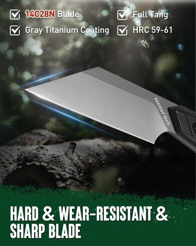 سكين شفرة ثابتة EDC مقاس 7.5 بوصة من Mossy Oak مع غمد كيديكس، سكين تخييم تانغ كامل 14C28N مع حبل الطوارئ، مقبض G10 للبقاء على قيد الحياة والصيد والتخييم والمشي لمسافات طويلة in Kuwait