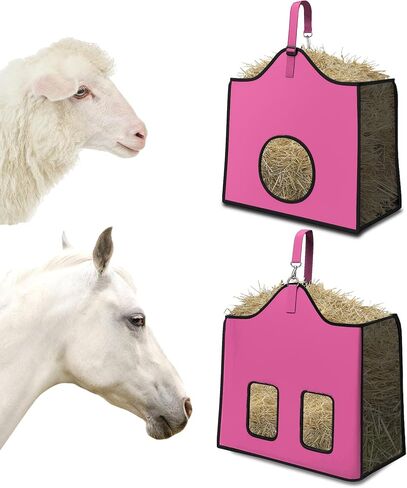 Hay Feeder for Goats and Horses - Slow Feed Design, Heavy Duty Hanging Hay Bag for Barn, Trailer & Paddock, Easy to Hang & Clean(1pcs, Blue) in Kuwait