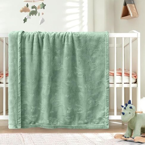 BORITAR Baby Blanket for Boys Girls, Ultra Soft Warm 3D Animal Print Blanket for Newborn Infant Toddler, Fleece Fluffy Blanket for Crib, Stroller (30x40 Inches, Sage Green) in Saudi Arabia
