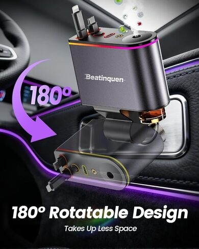 ترقية 2026 شاحن سيارة قابل للسحب 5 في 1 USB C - شاحن هاتف سيارة قابل للسحب سريع الشحن مع موزع معطر هواء للسيارة - محول ولاعة سجائر بقدرة 66 وات USB-C/Type-C لهاتف iPhone17/16/15/14 in Kuwait