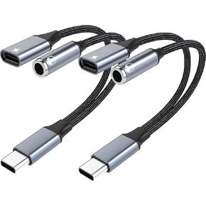 USB C to 3.5mm Audio Adapter with 60W PD Fast Charging, 2-in-1 DAC Audio Converter and Headphone Jack, Compatible with iPhone 15/15 Pro, iPad Pro, Samsung Galaxy, Gaming, Car Aux (2 Pack) in Saudi Arabia