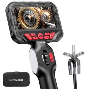 nidage 2-way مفصل كاميرا borescope مع الضوء، المنظار الصناعي مع 0.24in مفصلية كاميرا التفتيش الأفعى، مرنة الألياف البصرية نطاق الكاميرا لميكانيكا الطائرات السيارات، 5.2ft in Kuwait