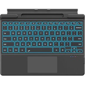 لوحة مفاتيح MoKo لجهاز Surface Pro 11، لوحة مفاتيح بلوتوث لاسلكية محمولة رفيعة للغاية Microsoft Surface Pro 11/10/9/8/X مع لوحة تتبع مقاومة لراحة اليد، إضاءة خلفية 7 ألوان، حامل قلم، عمر بطارية طويل، أسود in Kuwait
