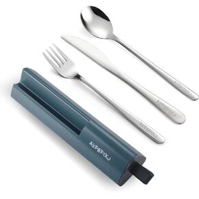 18/8 Stainless Steel Reusable Portable Utensils Set with Case & Phone Stand - Travel Flatware Kit for Office, Camping, Picnic, Outdoor Activities in Saudi Arabia
