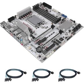 StoneStorm W680 12-Bay NAS Server M-ATX Motherboard(LGA1700, 12th/13th/14th Gen. Desktop Processor), 4* U-DIMM DDR5 MAX 128GB, 3* M.2 NVMe, 12* SATA 3.0, 10G RJ45, PCI-E x16, Type-C 10Gbps, 8K Display in Kuwait