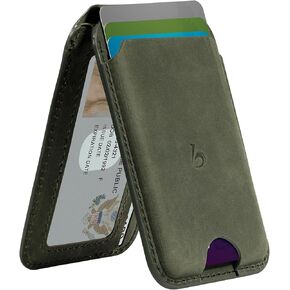 Belemay Strong Magnetic Wallet for MagSafe with Adjustable Stand, Crazy Horse Leather Card Holder, Up to 5 Cards, RFID Blocking, Slim for iPhone 17/16/15/14/13/12 Series Men & Women - Vintage Brown in Saudi Arabia