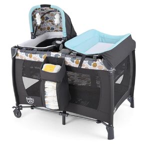 BABY JOY 5 in 1 Pack and Play, Portable Baby Playard w/Bassinet & Diaper Changing Table, Infant Pink Bassinet Crib with Toys & Music & Oxford Bag for Baby Girl Toddlers (Pink + Purple, Classic) in Kuwait