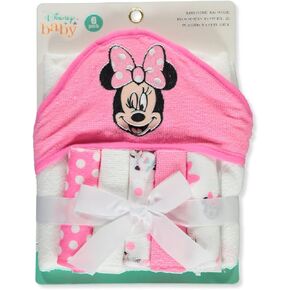 منشفة بغطاء للرأس من Cudlie Accessories Disney Baby Minnie Mouse مع مجموعة مناشف من 5 قطع (وردي) in Kuwait