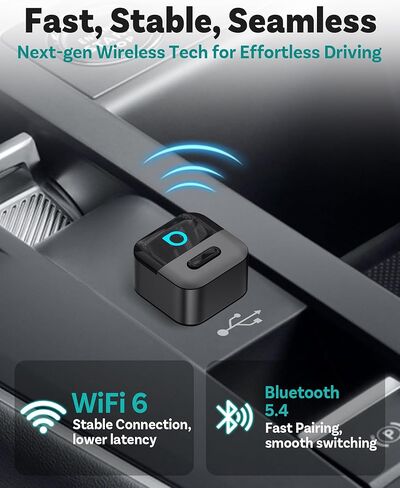 محول OTTOCAST Mini Pico 2026 اللاسلكي CarPlay لأجهزة iPhone وAndroid - قم بتوصيل وتشغيل محول Android التلقائي، اتصال سريع، صغير وموفر للمساحة in Kuwait