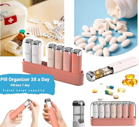 Weekly Pill Organizer for Women - Pink 7 Day Pill Box with 21 Compartments, 3 Times a Day Large Travel Medicine Case & Vitamin Dispenser for Daily Medications, Cute Design in Saudi Arabia
