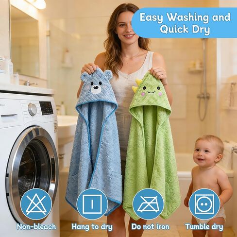 مجموعة مناشف حمام للأطفال مكونة من 14 قطعة، 4 قطع مناشف أطفال بغطاء للرأس و10 قطع مناشف حمام، فائقة النعومة والامتصاص لحديثي الولادة للرضع والأطفال الصغار in Kuwait