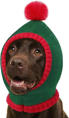 AOFITEE Dog Christmas Hat, Large Dog Winter Hat, Knitted Pet Christmas Santa Cap with Pompom, Soft Neck Ear Warmer Hood Scarf, Funny Holiday Accessories Party Decoration for Small Medium Large Dogs in Saudi Arabia