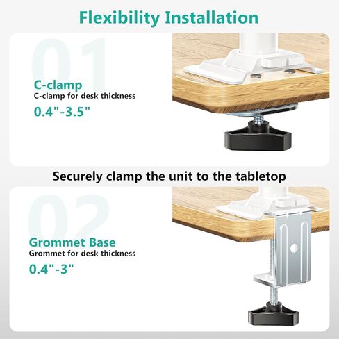 WALI Laptop Tray Desk Mount, Laptop Arm Mount Fits 10-15.6 Inch Notebook, 2-in-1 Gas Spring Monitor Arm for 17-32 Inch Computer Screen, Holds up to 22lbs(GSDM00LPW), White in Saudi Arabia