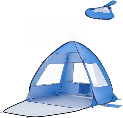 VEVOR Beach Tent Sun Shelter for 2 Person, UPF 50+ Protection, Portable Sun Shade Beach with Carrying Bag & Sand Pockets, Lightweight and Easy Setup Beach Umbrella for Camping Fishing Outdoor Picnic in Saudi Arabia