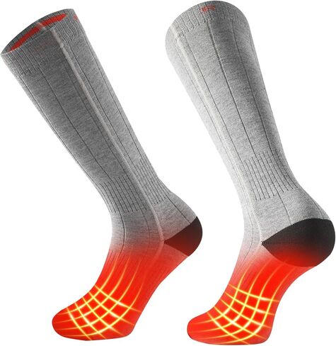 Heated Socks for Men & Women, Rechargeable Electric Thermal Socks with 5000mAh Curved Battery, 4 Heat Levels, Washable, Warm Winter Foot Warmers for Skiing, Hiking, Hunting, Outdoor Work in Saudi Arabia