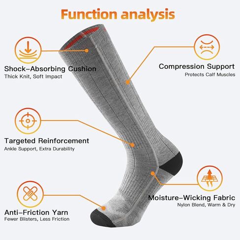 Heated Socks for Men & Women, Rechargeable Electric Thermal Socks with 5000mAh Curved Battery, 4 Heat Levels, Washable, Warm Winter Foot Warmers for Skiing, Hiking, Hunting, Outdoor Work in Saudi Arabia