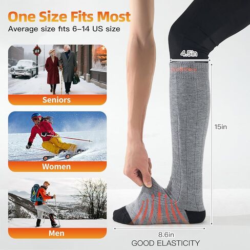 Heated Socks for Men & Women, Rechargeable Electric Thermal Socks with 5000mAh Curved Battery, 4 Heat Levels, Washable, Warm Winter Foot Warmers for Skiing, Hiking, Hunting, Outdoor Work in Saudi Arabia
