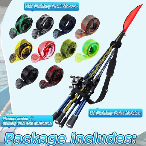 Soulchen Multi Fishing Rod Carrier, Can hold 10 rods, Including 10Pcs Fishing Rod Sleeve, Lightweight Easy Carry for Transport and Storage,Gift for Fishermen in Saudi Arabia