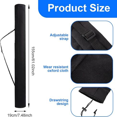 حقيبة عمود الصيد، حقيبة تخزين عمود الصيد، حقائب تنظيم قضيب قماش أكسفورد أسود للمعدات والمعدات والسفر والأنشطة الخارجية، هدايا عملية شخصية للصيادين in Kuwait