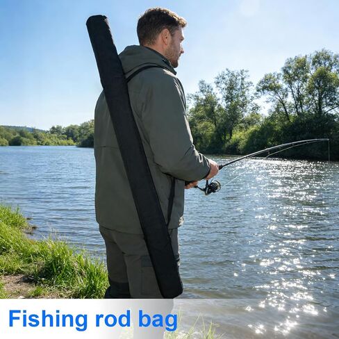 حقيبة عمود الصيد، حقيبة تخزين عمود الصيد، حقائب تنظيم قضيب قماش أكسفورد أسود للمعدات والمعدات والسفر والأنشطة الخارجية، هدايا عملية شخصية للصيادين in Kuwait