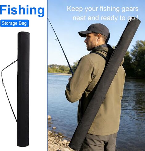 حقيبة عمود الصيد، حقيبة تخزين عمود الصيد، حقائب تنظيم قضيب قماش أكسفورد أسود للمعدات والمعدات والسفر والأنشطة الخارجية، هدايا عملية شخصية للصيادين in Kuwait