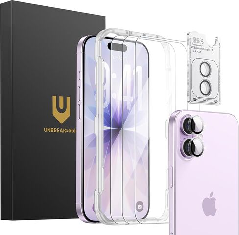 iPhone iPhone 16 Pro Max Screen Protector 3 عبوات ، 3 حماة زجاجية متفرقة + 3 حماة عدسة الكاميرا ، صلابة 9H ، وضوح عالي الدقة ، مكافحة الأضداد ، ودية للحالة ، 6.9 بوصة in Saudi Arabia