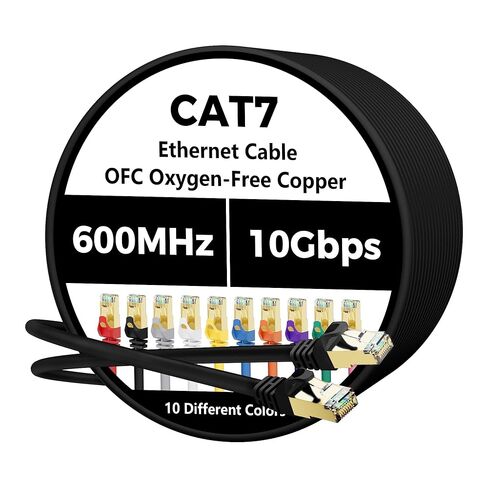 Cat 7 Ethernet Cable 100 FT, 10Gbps High Speed Internet Cord, SFTP Shielded, OFC Pure Copper, CAT7 RJ45 LAN Network Cable Compatible with PC, Laptop, PS5, Xbox Modem, Router, PoE, Purple Cable in Saudi Arabia