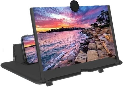 12-inch Phone Screen Magnifier, Foldable Phone Stand with Screen Magnification Function | Hands-Free Viewing of Enlarged Images (White) in Kuwait