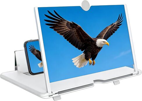 12-inch Phone Screen Magnifier, Foldable Phone Stand with Screen Magnification Function | Hands-Free Viewing of Enlarged Images (White) in Saudi Arabia