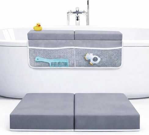 Rylor Baby Bath Kneeler & Elbow Rest Pad - Ultra Thick Foam Cushion for Bathing Infants & Toddlers - 26'' Extra Long and 2.4'' Thick- Non-Slip, Comfortable Support (Gray) in Saudi Arabia