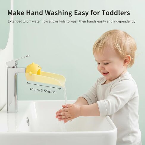 2 Pack Faucet Extender for Toddlers, Silicone Faucet Extender, Easy Install Sink Spout Extender for Kids Hand Washing Fits Standard and Gooseneck Faucet (Yellow & Green) in Saudi Arabia