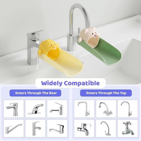 2 Pack Faucet Extender for Toddlers, Silicone Faucet Extender, Easy Install Sink Spout Extender for Kids Hand Washing Fits Standard and Gooseneck Faucet (Yellow & Green) in Saudi Arabia