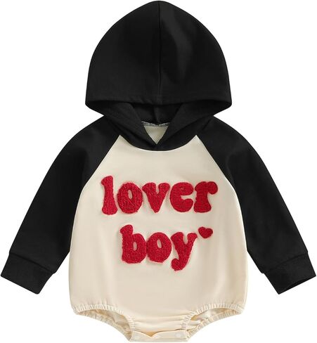 Thorn Tree Baby Boy Valentines Outfit Hooded Sweatshirt Bubble Romper Newborn Sweater Infant Onesie Hoodie in Saudi Arabia